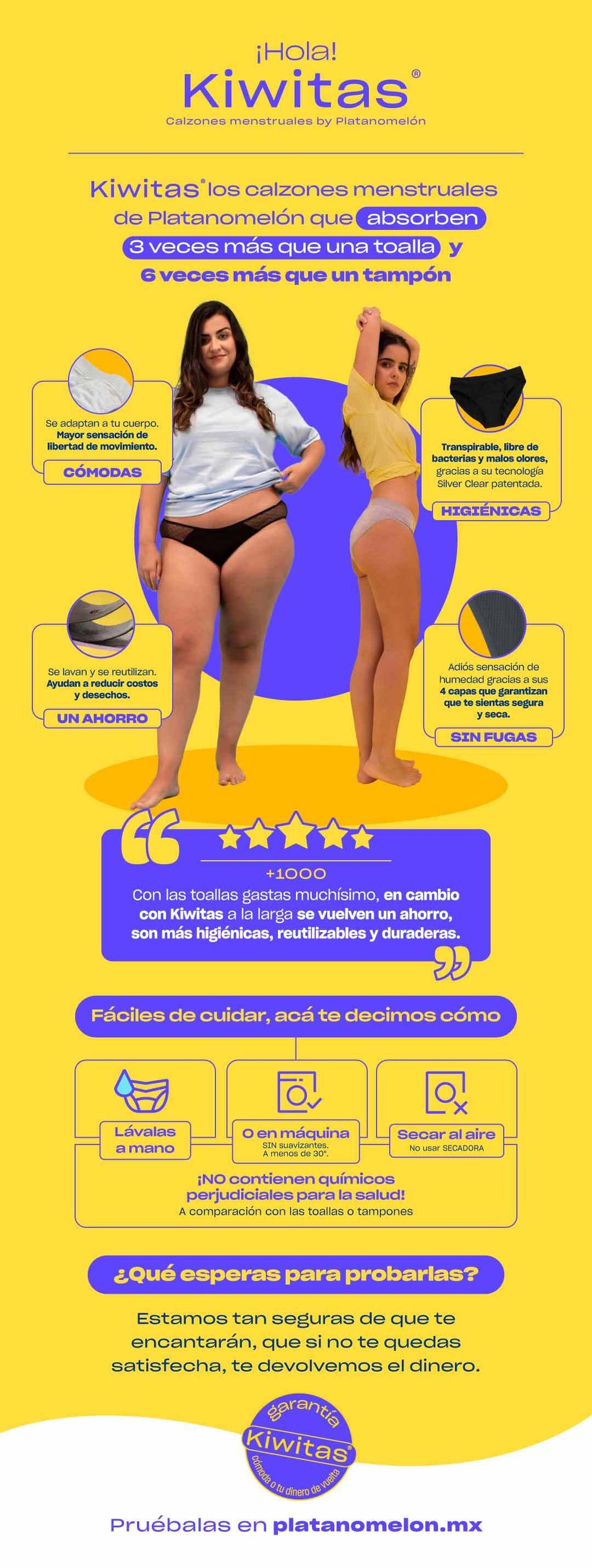 Kiwitas Tanga Encaje Calzones menstruales Platanomelón 3